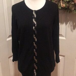 Black cardigan with silver and black sequin detail